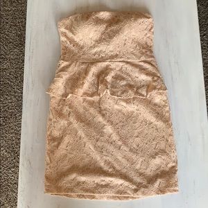 Strapless beige dress